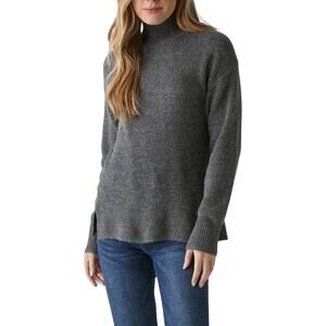 Michael Stars Zion Mock Neck Sweater in Charcoal Large L Minimalist Cozy NEW